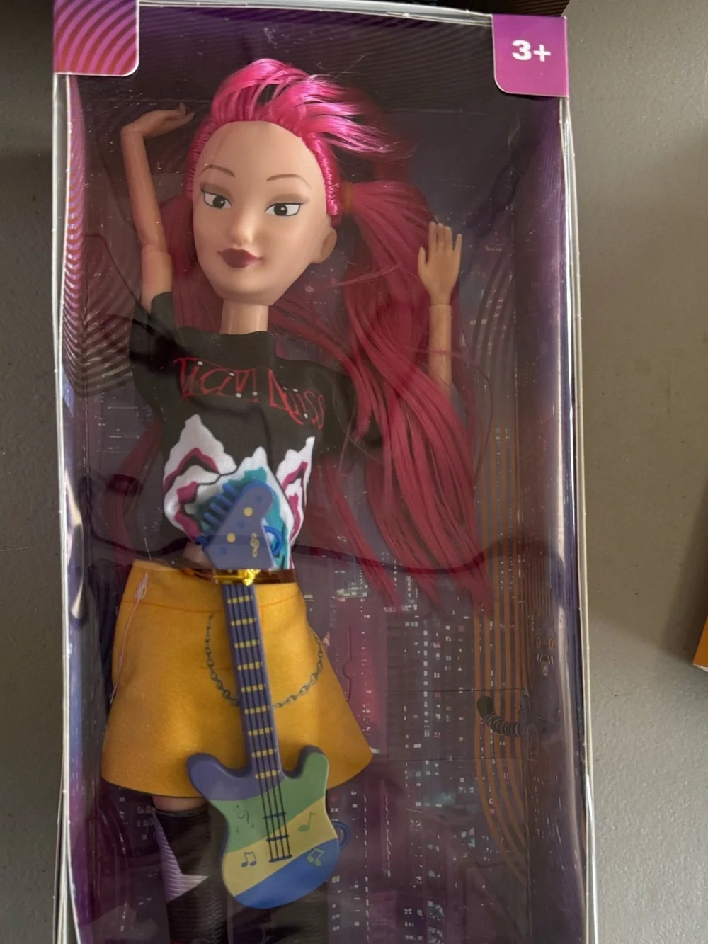 Kpop demon hunter Pink-Haired Doll with Yellow Outfit